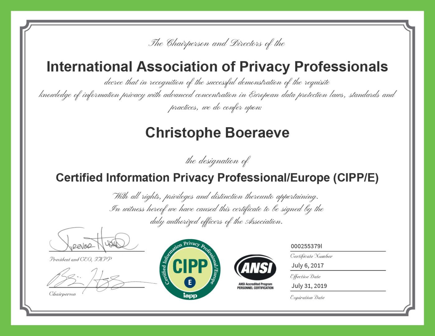 IAPPs Certified Information Privacy Professional Europe 1
